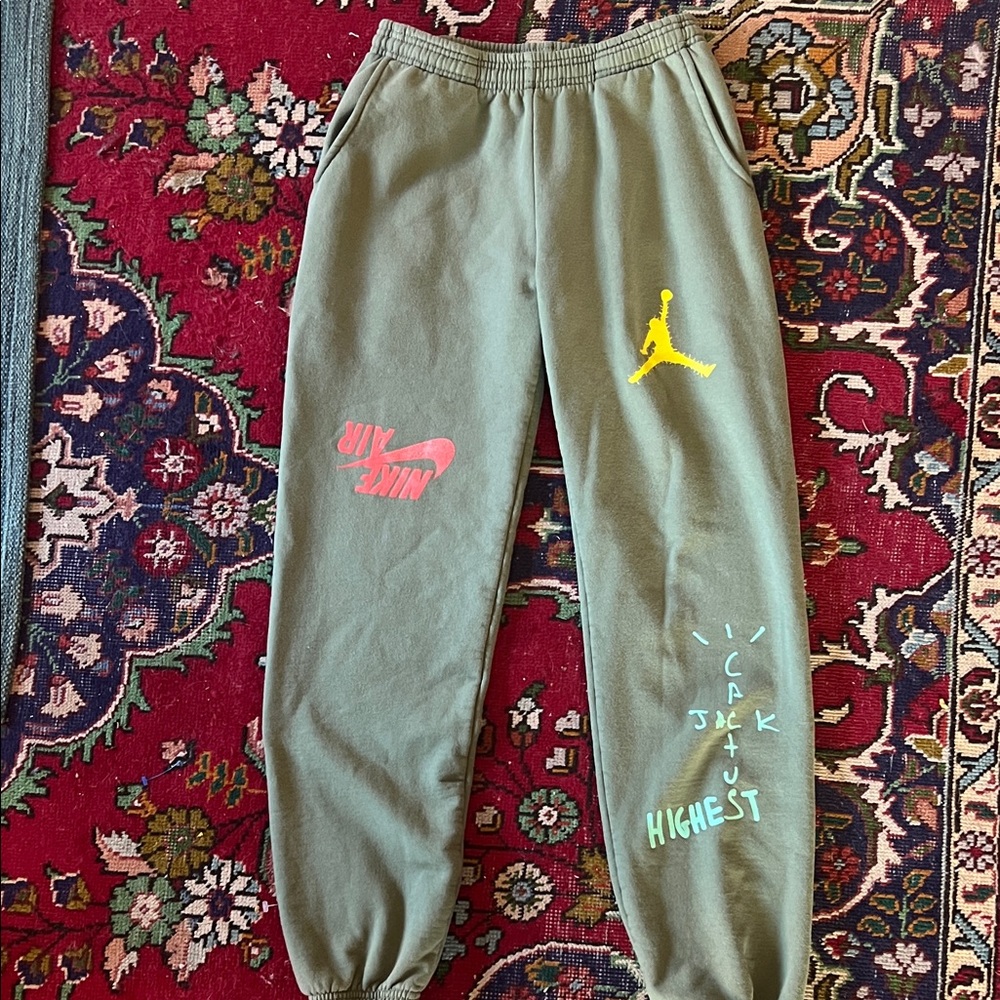 Cactus Jack by Travis Scott Olive Joggers with Colorful Graphics